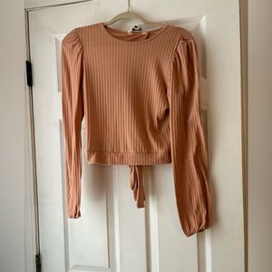 Miss selfridge tie-back crop top in pink